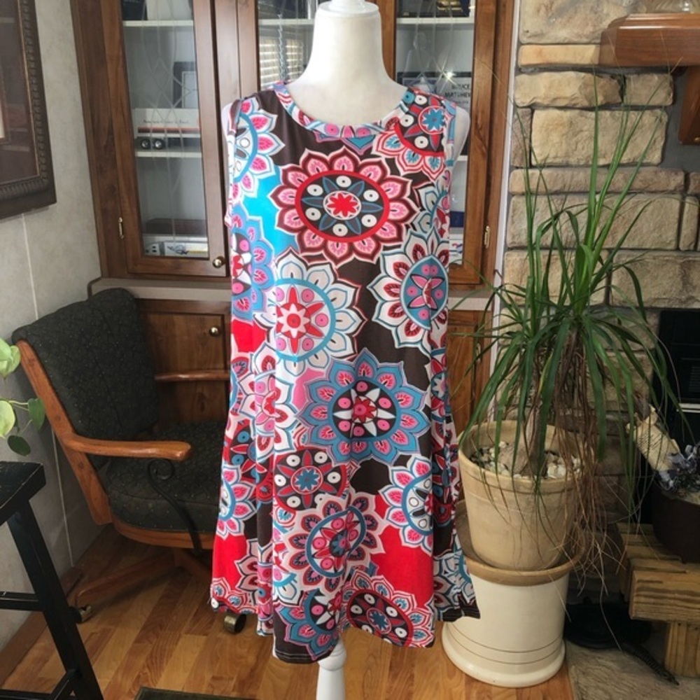 Colorful Floral Sleeveless Dress